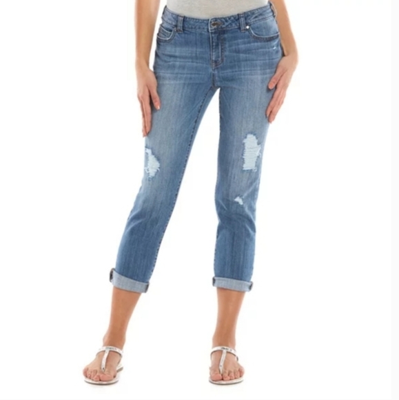 Jennifer Lopez Denim - Jennifer Lopez Boyfriend Crop Ankle Jeans Distress